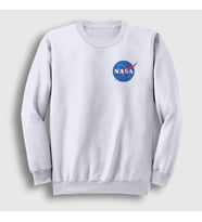 Presmono Unisex Beyaz Logo Nasa Space Uzay Sweatshirt 282880tt (Beyaz)