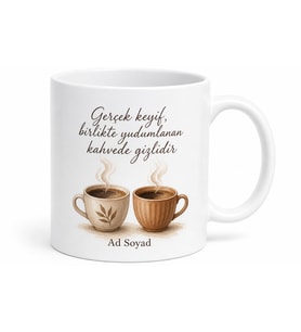 Birlikte Kahve Keyfi Temalı Kupa Bardak Özel Tasarım Hediye Bardak