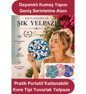 #Yelpaze Pratik Portatif Katlanabilir Kore Tipi Yuvarlak Yelpaze Çanta Boy Hafif Tasarım El Yelpazes