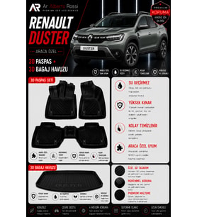 RENAULT DUSTER E-Tech full hybrid 2024-2026 Araca Özel 3D Paspas + 3D Bagaj Havuzu