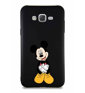 Samsung Galaxy J7 Soft Premier Kapak Mickey Mouse-A Tasarımlı Silikon Kılıf - Siyah (Şeffaf)