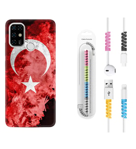 Casper E30 F20 X20 Kılıf Kablo Koruma Spiral Silikon Şanlı Türk Bayrağı 1315