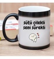 Çılgıntrend Sütü Çilekli Seni Sürekli Tasarımlı Sihirli Kupa Bardak