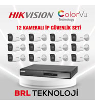 Hikvision 12 Kameralı 4 Mp ColorVu İp Güvenlik Kamera Seti DS-2CD1047G2H-LIUF (Dahili Mikrofonlu)