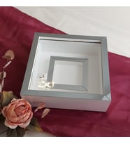 25x25 Cm Beyaz-Füme Fotoğraf Bölümlü Anı Çerçevesi! İsimsiz Ledli! Gül Saklama Kutusu