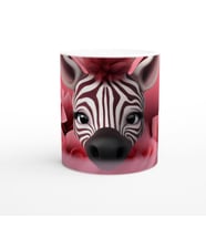 Pembe Çiçekler Arasında Zebra Temalı Baskılı Kupa Bardak