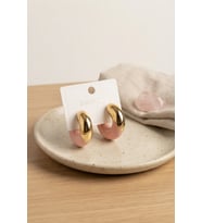 Gold Renk Pembe Halka Model Kadın Küpe - EBJ260822W46236