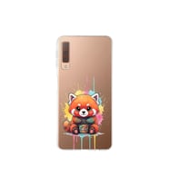 Samsung Galaxy A7 2018 ile Uyumlu Splash Tilki Tasarımlı Şeffaf Silikon Kılıf