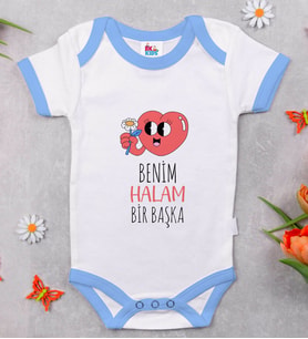 BK Kids Benim Halam Bir Başka Tasarımlı Mavi Bebek Body Zıbın-1