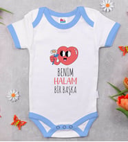 BK Kids Benim Halam Bir Başka Tasarımlı Mavi Bebek Body Zıbın-1