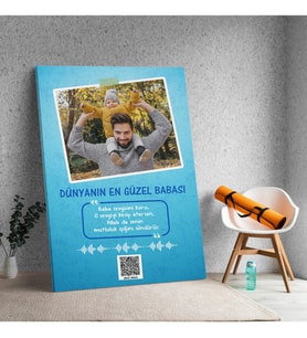 Babalar Gününe Özel Ses İzi Kanvas Tablo