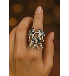 İkizler Burcu Simgeli Unisex Ayarlanabilir Metal Yüzük