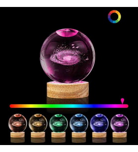 Wolawood Kristal Cam Kar Küresi 3D Renk Değiştiren Rgb'li Doğal Ahşap Standlı USB Kablolu LED Işıklı Lamba Seti Konsept Dekoratif Hediyelik Eşya Top Dekor Özel Premium Seri