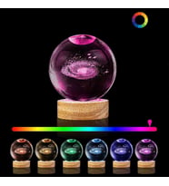 Wolawood Kristal Cam Kar Küresi 3D Renk Değiştiren Rgb'li Doğal Ahşap Standlı USB Kablolu LED Işıklı Lamba Seti Konsept Dekoratif Hediyelik Eşya Top Dekor Özel Premium Seri