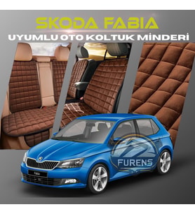 Skoda Fabia Kahverengi Renk Tay Tüyü Cepli & Terletmez Sırtlı Oto Koltuk Minder Seti - Koltuk Koruma Kılıfı (ÖN & ARKA TAM SET)