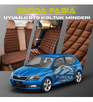 Skoda Fabia Kahverengi Renk Tay Tüyü Cepli & Terletmez Sırtlı Oto Koltuk Minder Seti - Koltuk Koruma Kılıfı (ÖN & ARKA TAM SET)