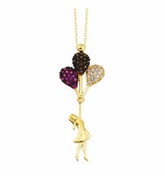 Baloncu Kız Altın Kolye 14K Gold Zirconia