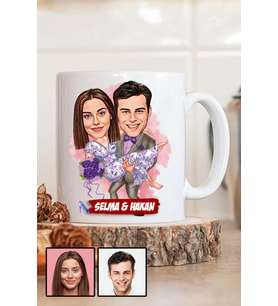 Eşe Romantik Hediye Karikatürlü Beyaz Kupa Bardak