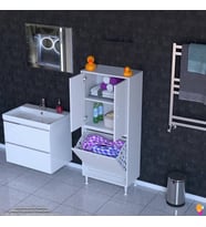 Modilayn İLKİM 60 x 138 x 32,5 cm' lik Kapak İçi Çift Raflı, Bir Akıllı Çamaşır Sepetli Dolap