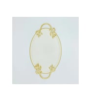 KREM METAL DÖVMELİ OVAL SUNUM TEPSİSİ