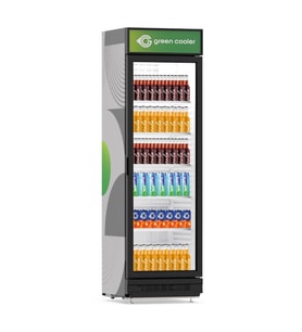 Green Cooler 375 EC Dikey Tip Şişe Soğutucu, Tek Kapılı Siyah