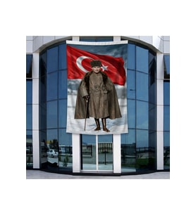 Atatürk ve Türk Bayrağı Poster Bayrak Raşel Kumal 4x6 metre ATA72