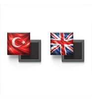 Buzdolap Magnetleri - Birleşik Krallık Bayrağı ve Türk Bayrağı - 2'li Set Magneti