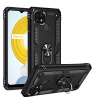 Realme C21 Kılıf Yüzüklü Zırh Tank Vega (Siyah)