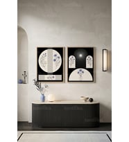 Minimalist Çiçek Sanatı 2'li Ahşap Çerçeveli Tablo Seti