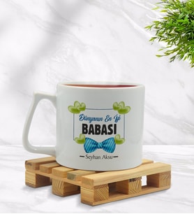 BK Gift Kişiye Özel Dünyanın En İyi Babası Tasarımlı Middle Beyaz Kupa Bardak - Model 1