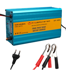 Powermaster MA-1230A 12 Volt 30 Amper Akıllı Akü Şarj Cihazı Oto Araç Motosiklet Akü Şarj Aleti