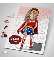 Kişiye Özel Super Girl Karikatürlü Puzzle