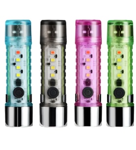 Renkli Mini Mıknatıslı USB Şarjlı El Feneri 6 Mod Işıldak Kırmızı Acil Durum İkaz Feneri