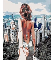 Gökdelenlere Karşı Sayılarla Boyama Seti 40x 50 cm( Tuval Şasesine Gerili)