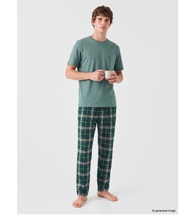LC WAIKIKI Yeşil Regular Fit Ekose Erkek Pijama Alt