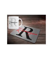KİŞİYE ÖZEL R HARF BASKILI MOUSE PAD ve KUPA BARDAK SETİ