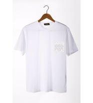 Erkek Beyaz Bisiklet Yaka Cepli Oversize T-Shirt 22Y-3400762-11