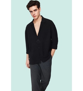 Erkek Oversize Apaş Yaka Uzun Kollu Gömlek Basic Siluet Günlük Kullanım Yaz Aylarının Vazgeçilmezi (Siyah)