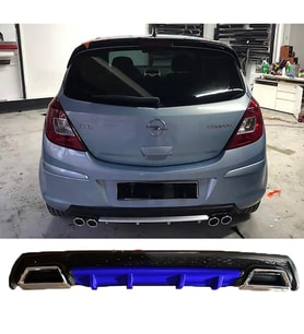 Opel Corsa D Mavi Difüzör Çiftli Kare Egzoz Görünümlü D Tip Difizör