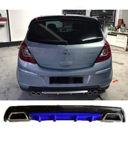 Opel Corsa D Mavi Difüzör Çiftli Kare Egzoz Görünümlü D Tip Difizör
