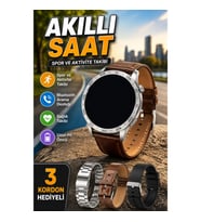 3 Kordonlu Akıllı Saat – Metal, Deri ve Silikon Kordon Spor ve Aktivite Takibi
