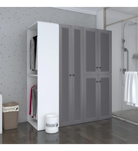 Kenzlife membran çamaşır-kurutma makinesi dolabı ve giysi dolabı bistami sol gribyz panjur 180*160*60 mebran kapak MDF gövde