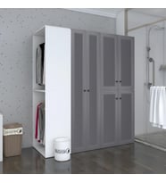 Kenzlife membran çamaşır-kurutma makinesi dolabı ve giysi dolabı bistami sol gribyz panjur 180*160*60 mebran kapak MDF gövde