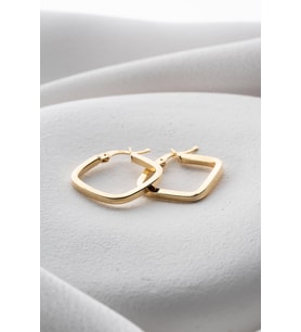 925 Ayar Gümüş Gold Kaplama Sade Kare Model Şarnel Küpe