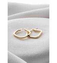 925 Ayar Gümüş Gold Kaplama Sade Kare Model Şarnel Küpe