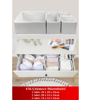 Çizgili 4'lü Çekmece Düzenleyici Dolap İçi Çekmece Düzenleyici Çekmece Organizer Seti