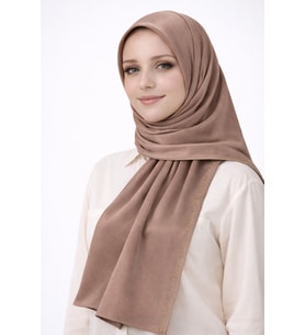 Mısırlı Eşarpları Taşlı Jan Jan Abiye Şal 75x190 cm (Kahverengi)