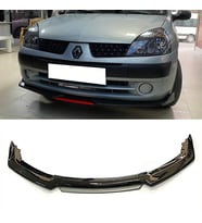 Renault Clio Symbol Gri Renkli Şeritli Dilli Ön Lip 4 Prç Parlak Siyah ABS
