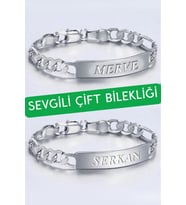 Kişiye Özel İsim Yazılı 2'li Sevgili Çift Bilekliği Çelik Bileklik scb41