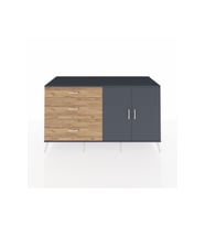 Kronos Konsol 2 Raflı 3 Çekmeceli 2 Kapaklı 176x59x99 Antrasit-Antrasit/Çam